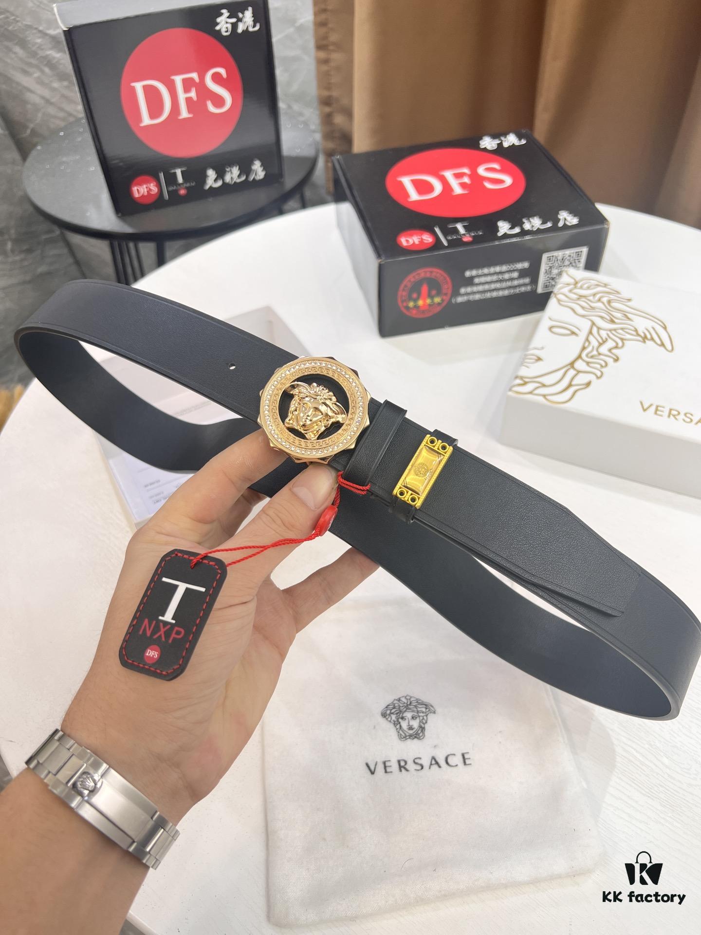 693201b33a89a121ed55078d Versace Genuine Leather Belt with Medusa Head Buckle – Original Order, Italian Imported Smooth Calfskin, 3.8cm Width