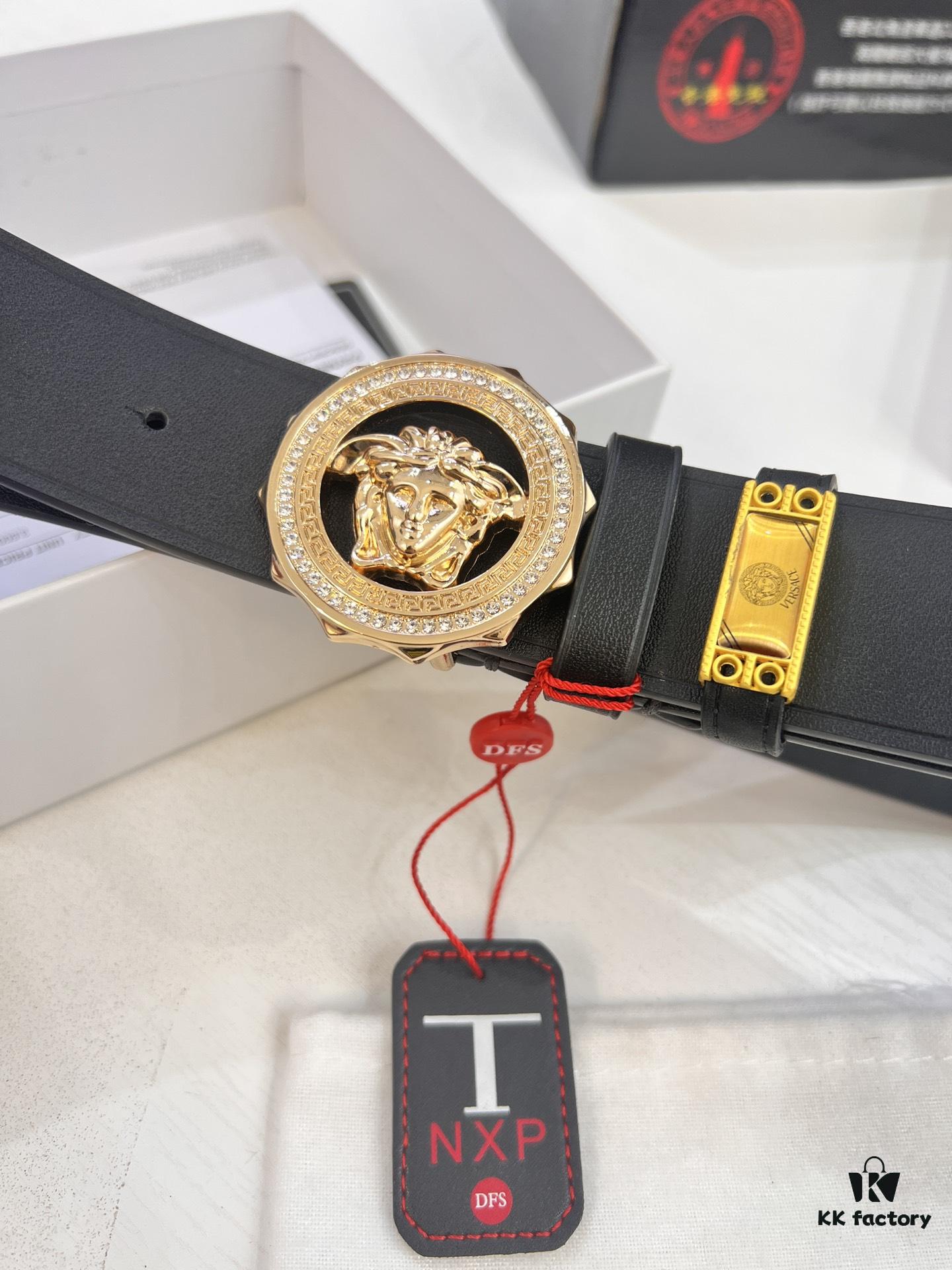 693201b33a89a121ed55078e Versace Genuine Leather Belt with Medusa Head Buckle – Original Order, Italian Imported Smooth Calfskin, 3.8cm Width
