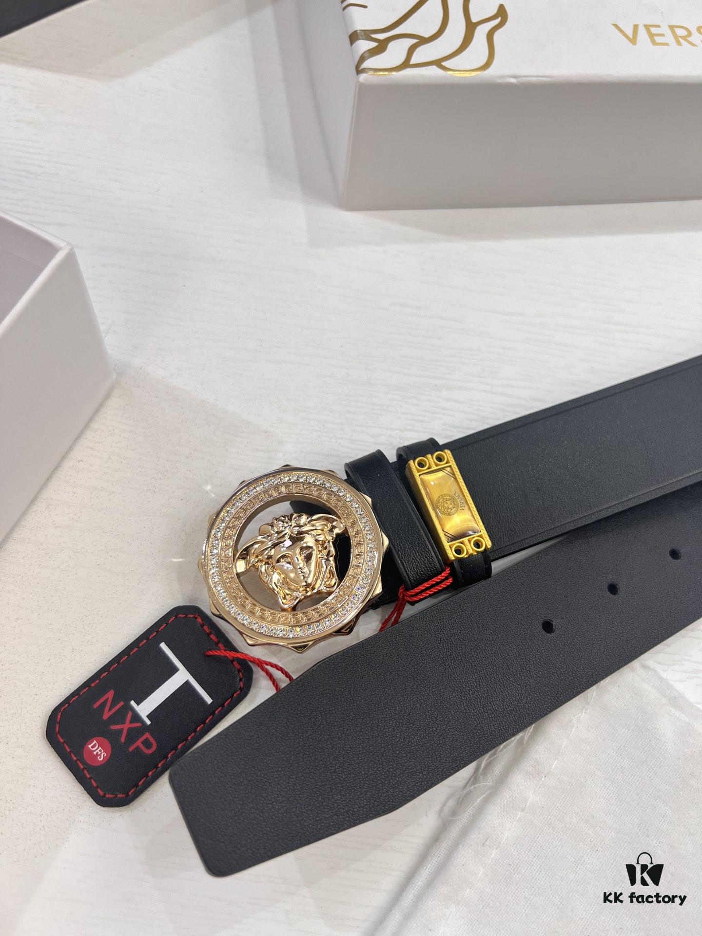 693201b33a89a121ed55078f Versace Genuine Leather Belt with Medusa Head Buckle – Original Order, Italian Imported Smooth Calfskin, 3.8cm Width