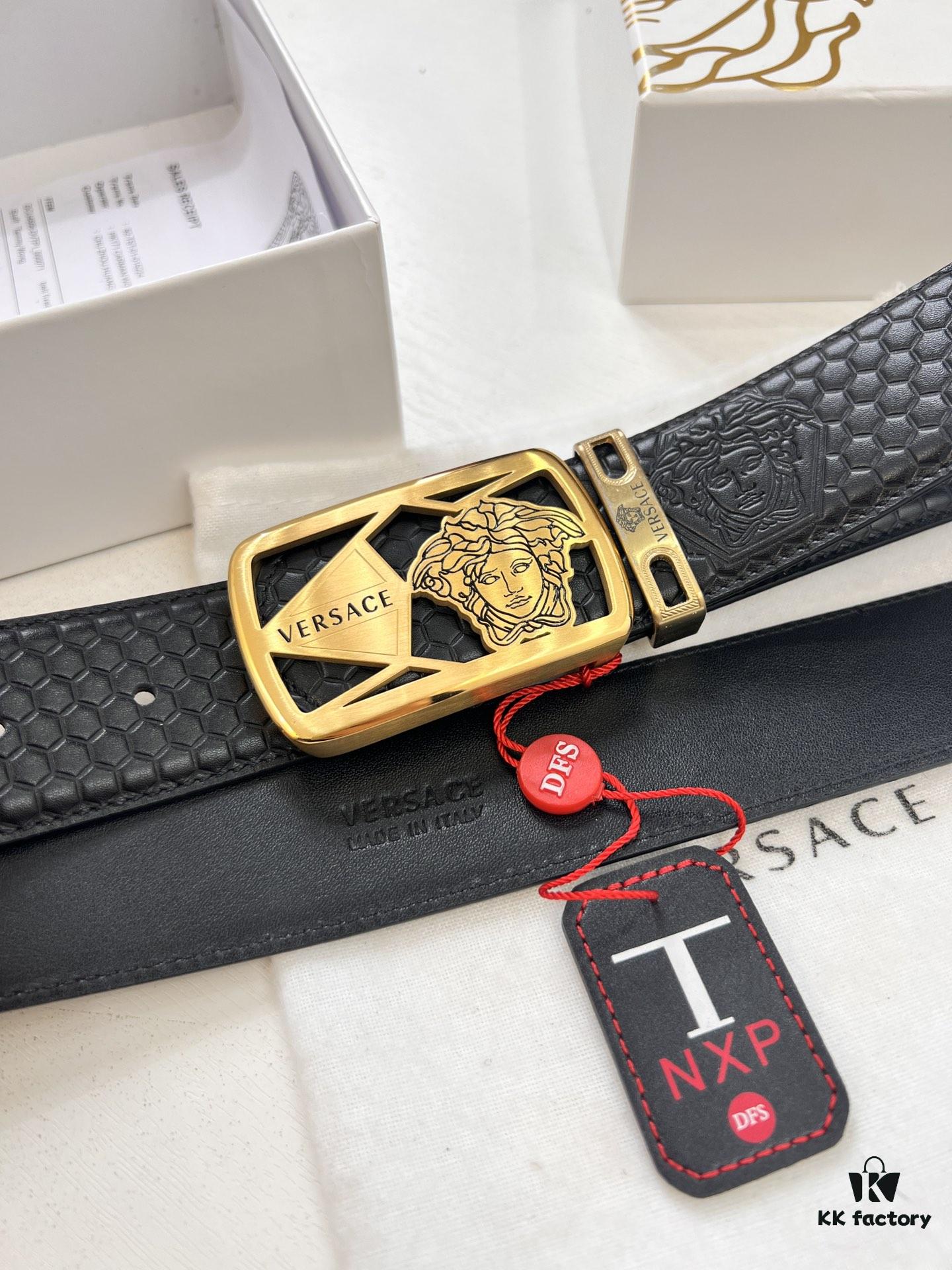 693201b33a89a121ed550795 Versace Belt 2023 New Arrival Genuine Top Grain Calfskin Leather Belt with Medusa Head Embossing and Stainless Steel Hardware