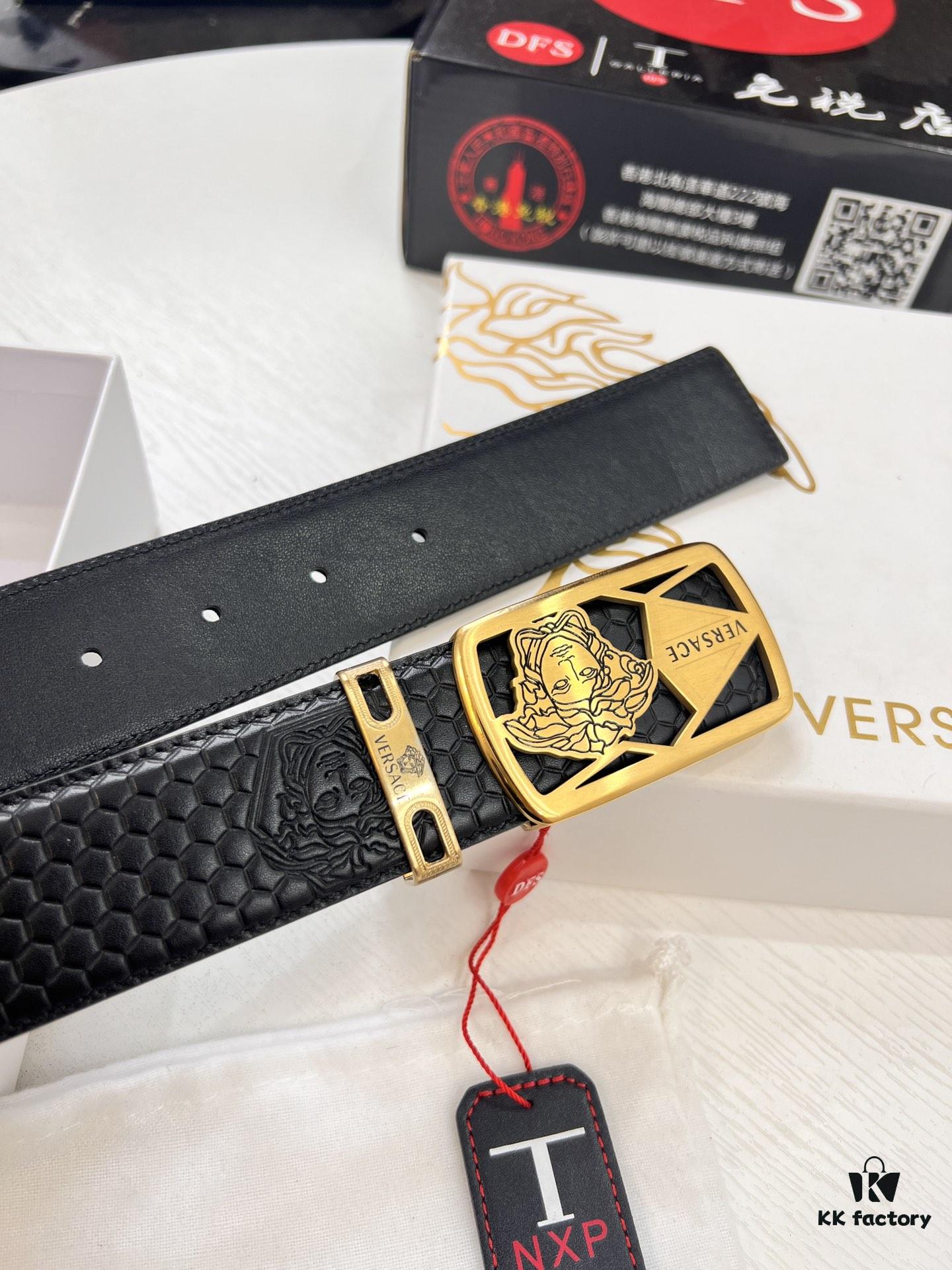 693201b33a89a121ed550796 Versace Belt 2023 New Arrival Genuine Top Grain Calfskin Leather Belt with Medusa Head Embossing and Stainless Steel Hardware
