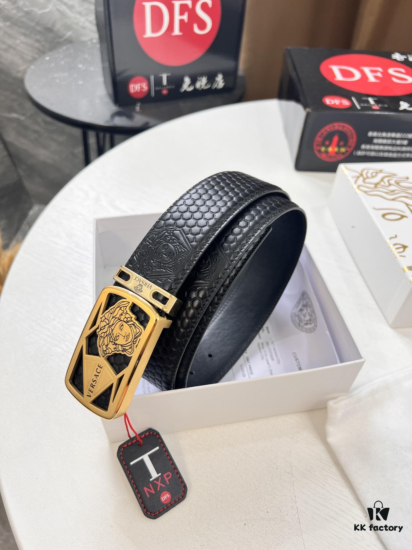693201b33a89a121ed550797 Versace Belt 2023 New Arrival Genuine Top Grain Calfskin Leather Belt with Medusa Head Embossing and Stainless Steel Hardware
