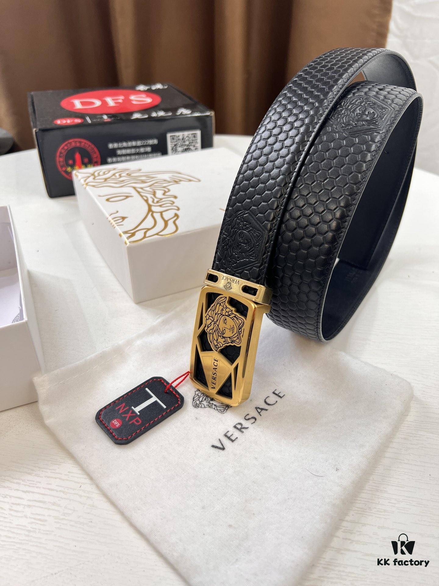 693201b43a89a121ed550799 Versace Belt 2023 New Arrival Genuine Top Grain Calfskin Leather Belt with Medusa Head Embossing and Stainless Steel Hardware