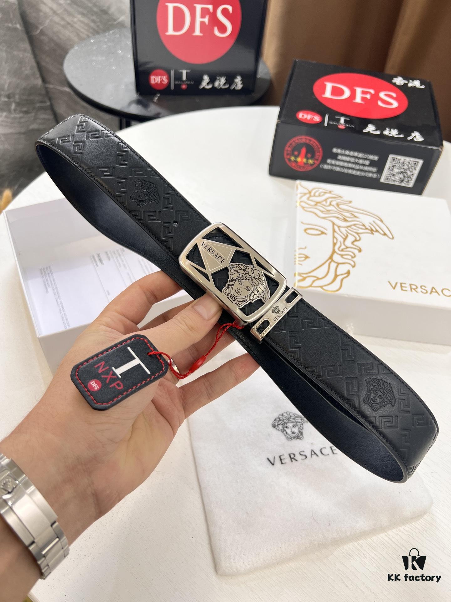 693201b43a89a121ed55079b Versace Belt, New Style, Top-Quality Genuine Leather with Medusa Head Embossing, Fashionable Brand Design, Soft Leather Texture, Precision Stainless Steel Hardware, 3.8cm Width