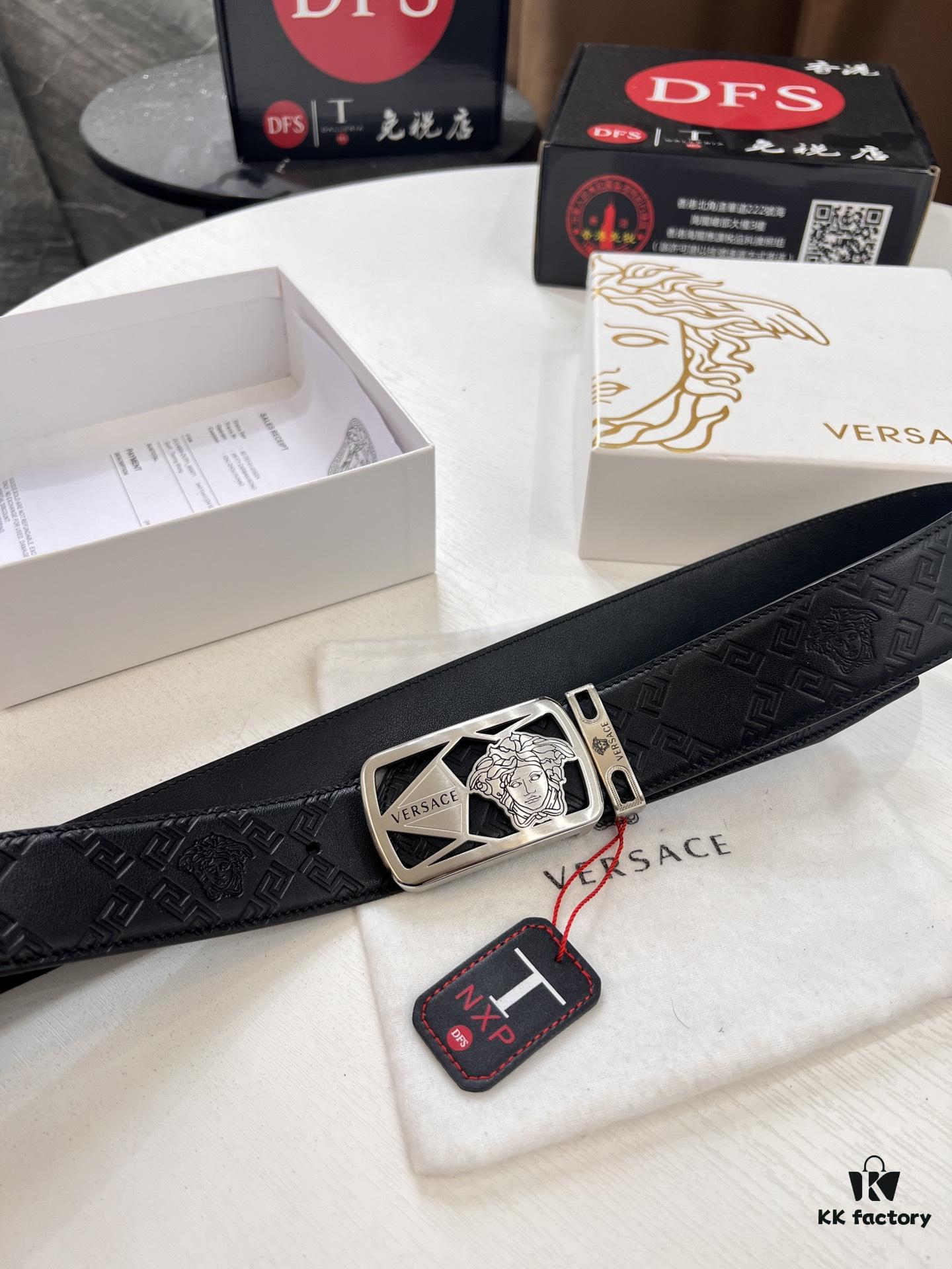 693201b43a89a121ed55079c Versace Belt, New Style, Top-Quality Genuine Leather with Medusa Head Embossing, Fashionable Brand Design, Soft Leather Texture, Precision Stainless Steel Hardware, 3.8cm Width