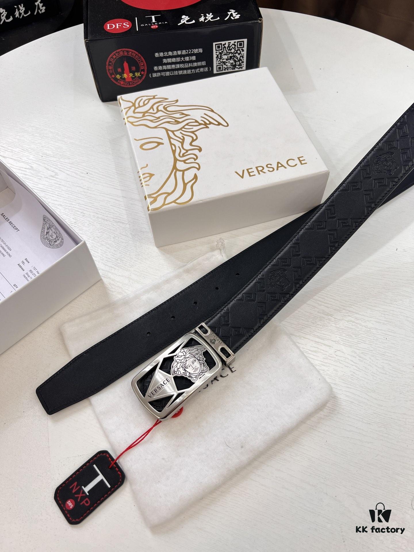 693201b43a89a121ed55079e Versace Belt, New Style, Top-Quality Genuine Leather with Medusa Head Embossing, Fashionable Brand Design, Soft Leather Texture, Precision Stainless Steel Hardware, 3.8cm Width