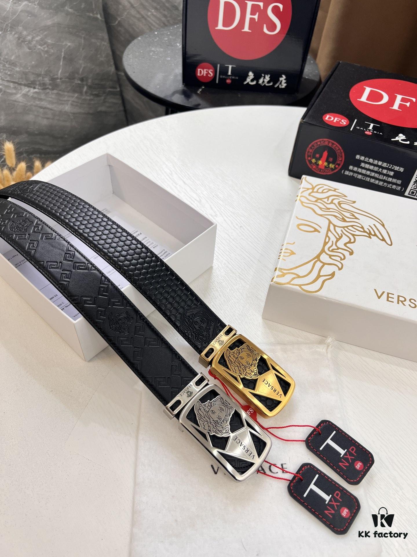 693201b43a89a121ed5507a1 Versace Belt, New Style, Top-Quality Genuine Leather with Medusa Head Embossing, Fashionable Brand Design, Soft Leather Texture, Precision Stainless Steel Hardware, 3.8cm Width