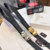 Versace Automatic Buckle Belt, Premium Cowhide with Medusa Embossing, 3.5cm Width, Top-Quality Business Formal Leather Belt