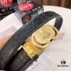 693201b53a89a121ed5507ab Versace Automatic Buckle Belt, Custom Embossed Top Grain Imported Leather, Fine Grain Cowhide, 3.5 cm Width, Luxury Business Formal Belt with Steel Automatic Slide Buckle