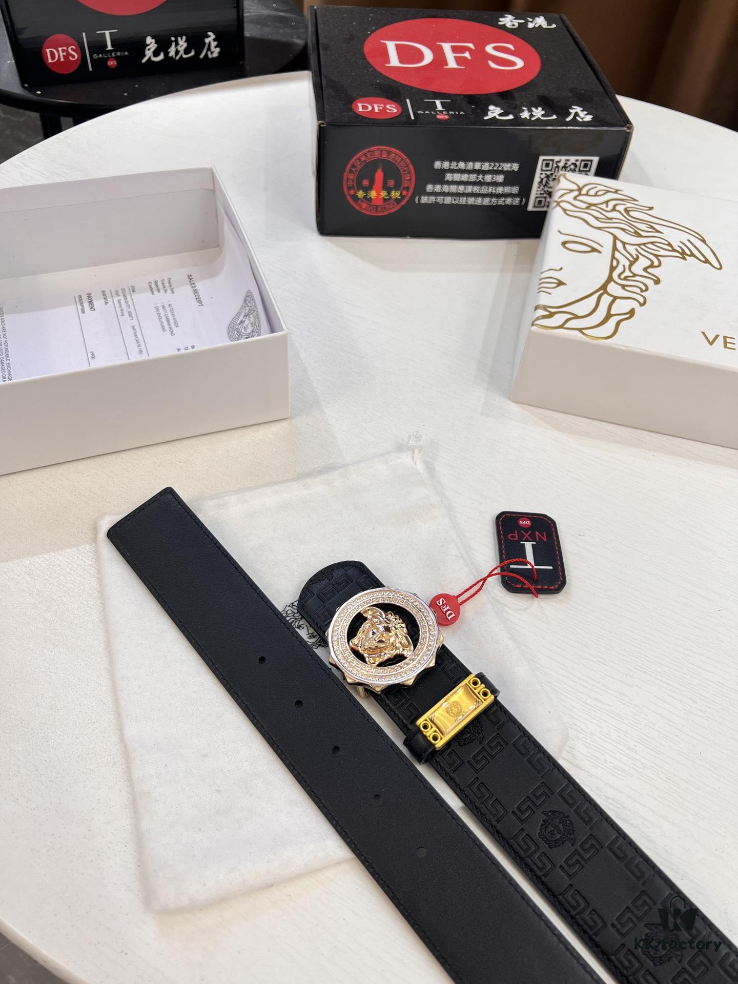 693201b73a89a121ed5507c1 Versace Medusa Belt - Original Factory Order, Italian Imported Top Grain Calfskin, 3.8cm Width, Authentic Packaging with NXP RFID Tag