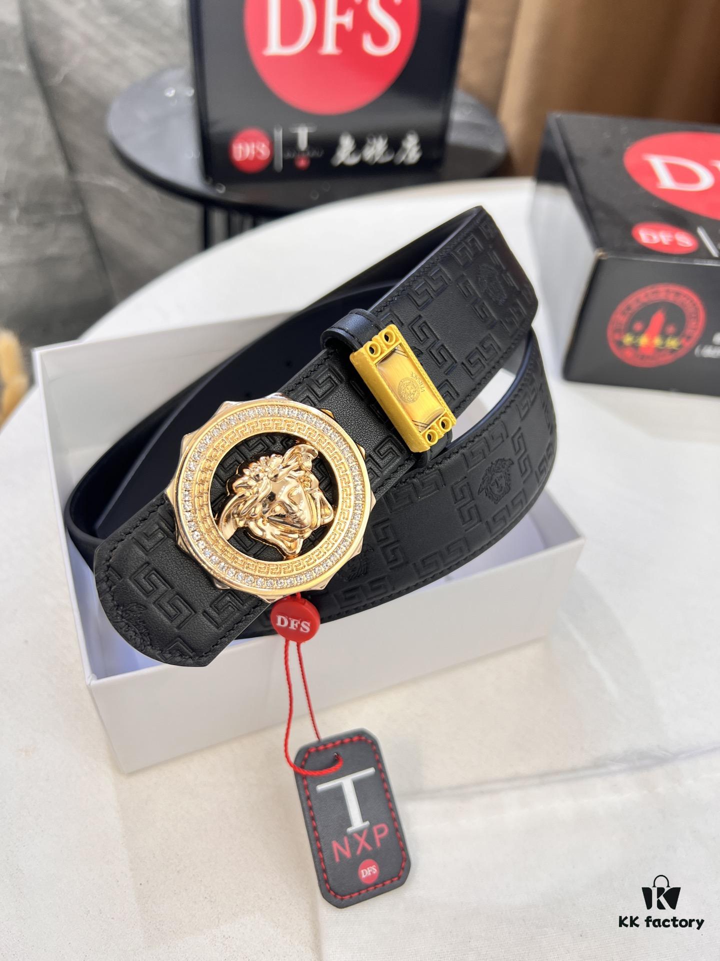 693201b73a89a121ed5507c2 Versace Medusa Belt - Original Factory Order, Italian Imported Top Grain Calfskin, 3.8cm Width, Authentic Packaging with NXP RFID Tag