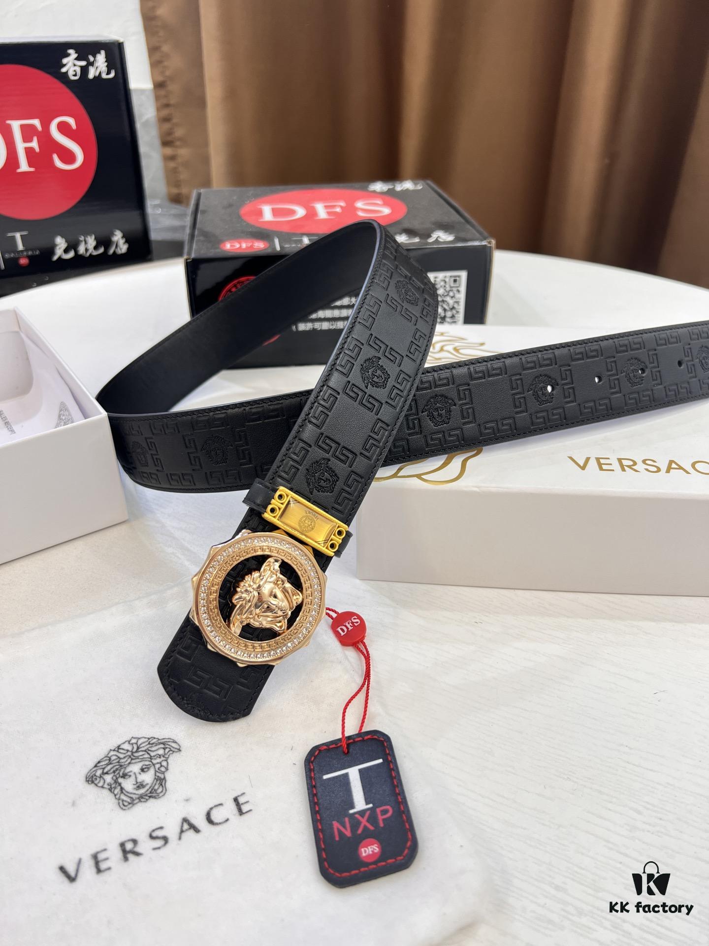 693201b73a89a121ed5507c3 Versace Medusa Belt - Original Factory Order, Italian Imported Top Grain Calfskin, 3.8cm Width, Authentic Packaging with NXP RFID Tag
