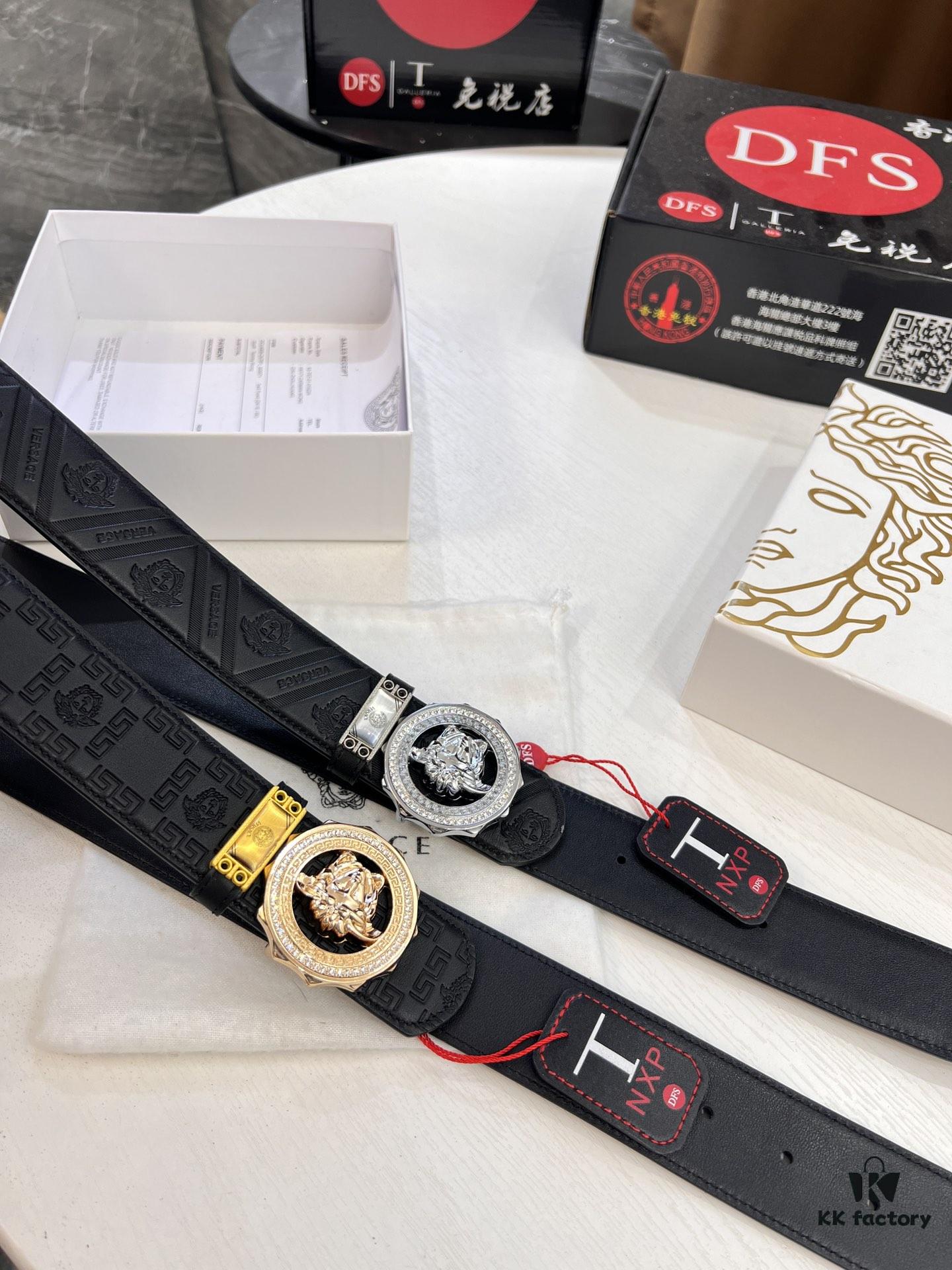 693201b73a89a121ed5507c4 Versace Medusa Belt - Original Factory Order, Italian Imported Top Grain Calfskin, 3.8cm Width, Authentic Packaging with NXP RFID Tag