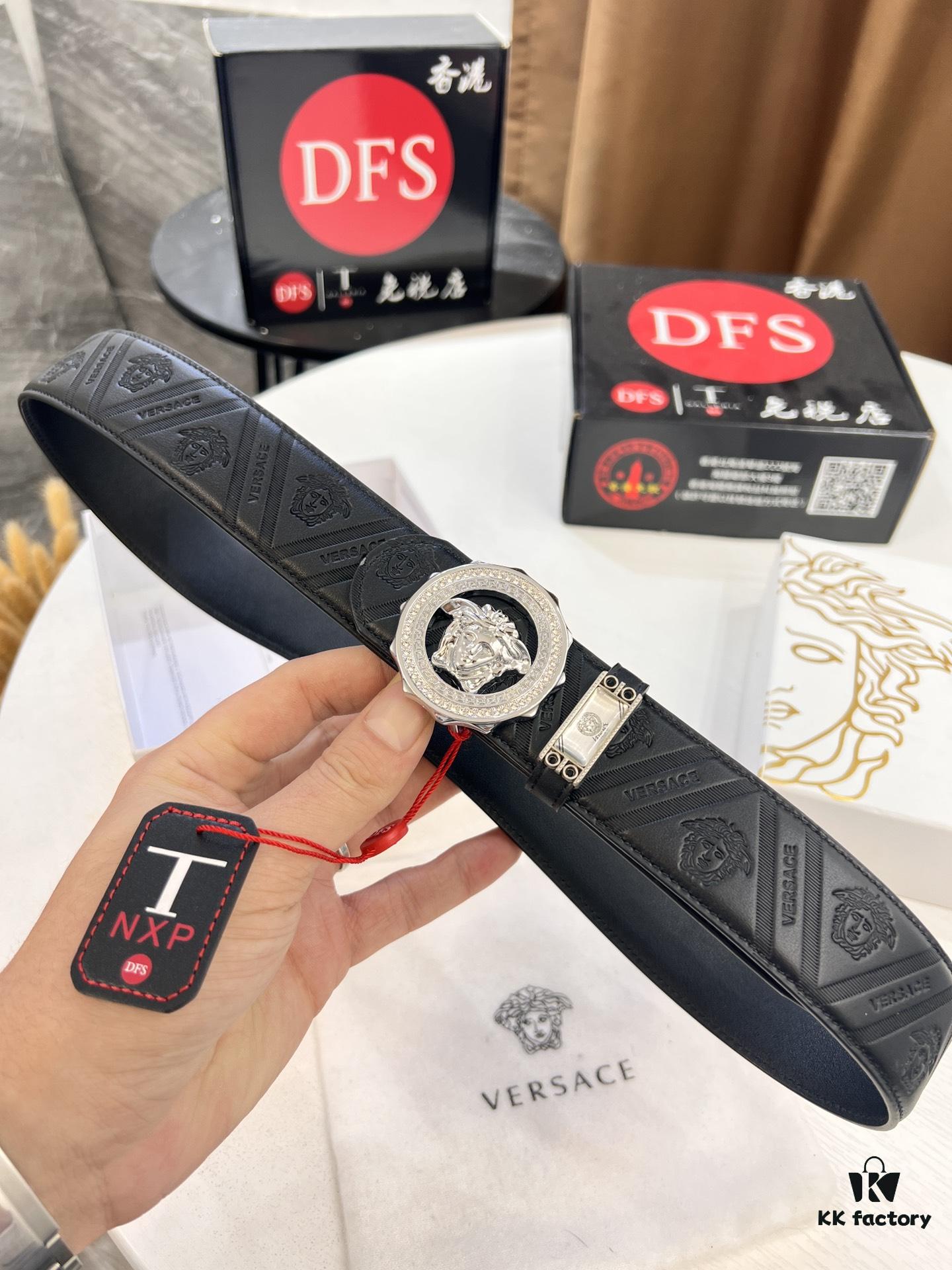 693201b73a89a121ed5507c5 Versace Medusa Belt - Original Factory Order, Italian Imported Top Grain Calfskin, 3.8cm Width, Authentic NXP RFID Tag