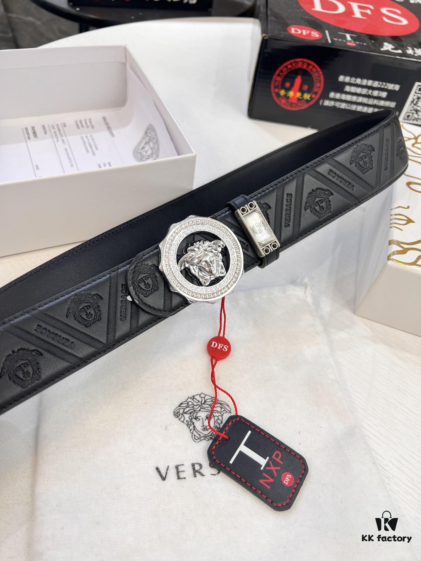 693201b73a89a121ed5507c6 Versace Medusa Belt - Original Factory Order, Italian Imported Top Grain Calfskin, 3.8cm Width, Authentic NXP RFID Tag