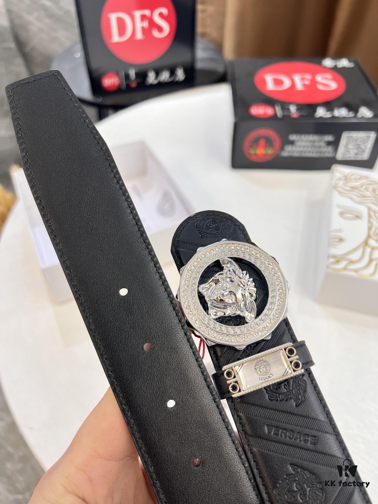 693201b73a89a121ed5507c7 Versace Medusa Belt - Original Factory Order, Italian Imported Top Grain Calfskin, 3.8cm Width, Authentic NXP RFID Tag