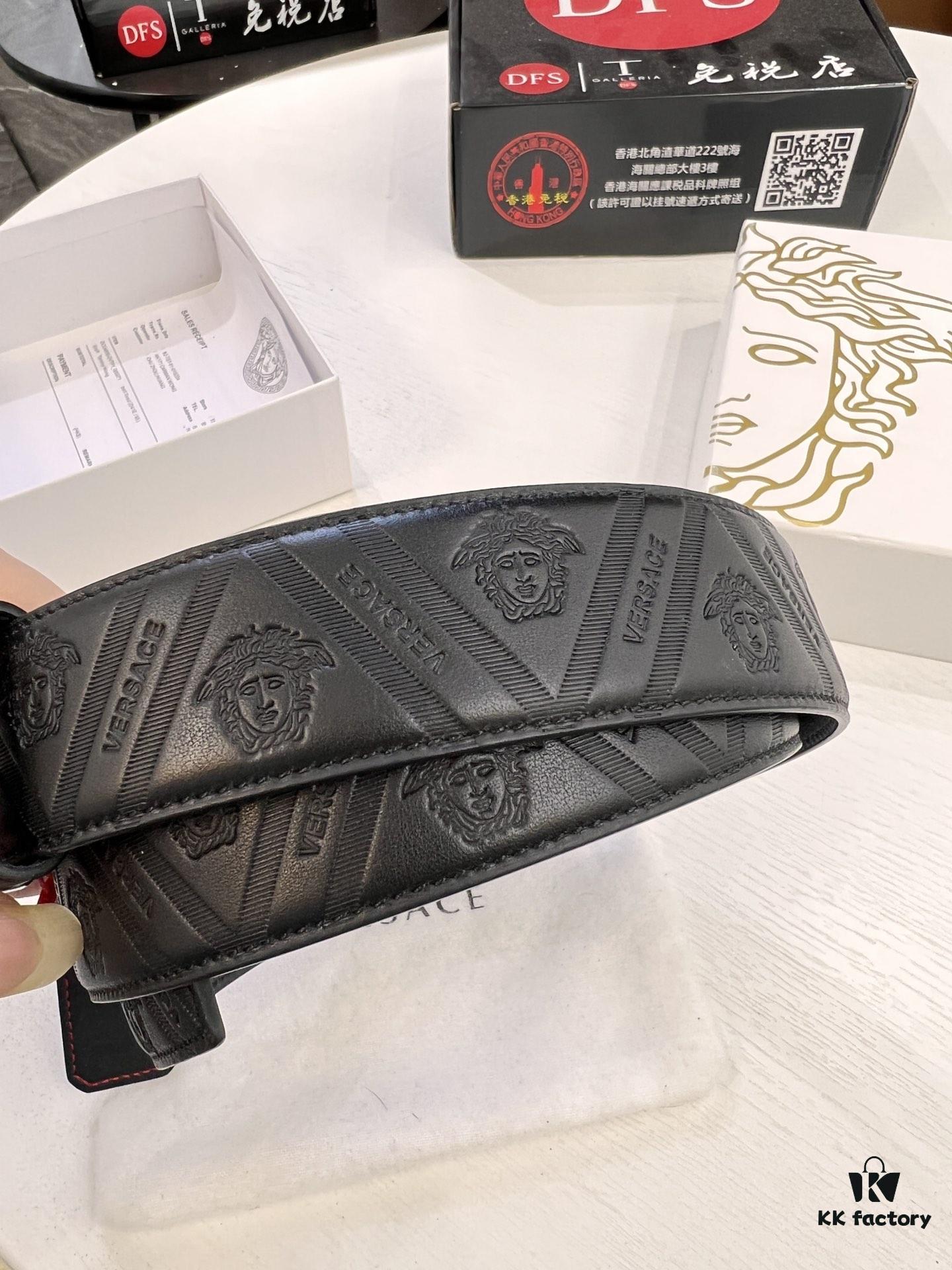 693201b73a89a121ed5507c8 Versace Medusa Belt - Original Factory Order, Italian Imported Top Grain Calfskin, 3.8cm Width, Authentic NXP RFID Tag
