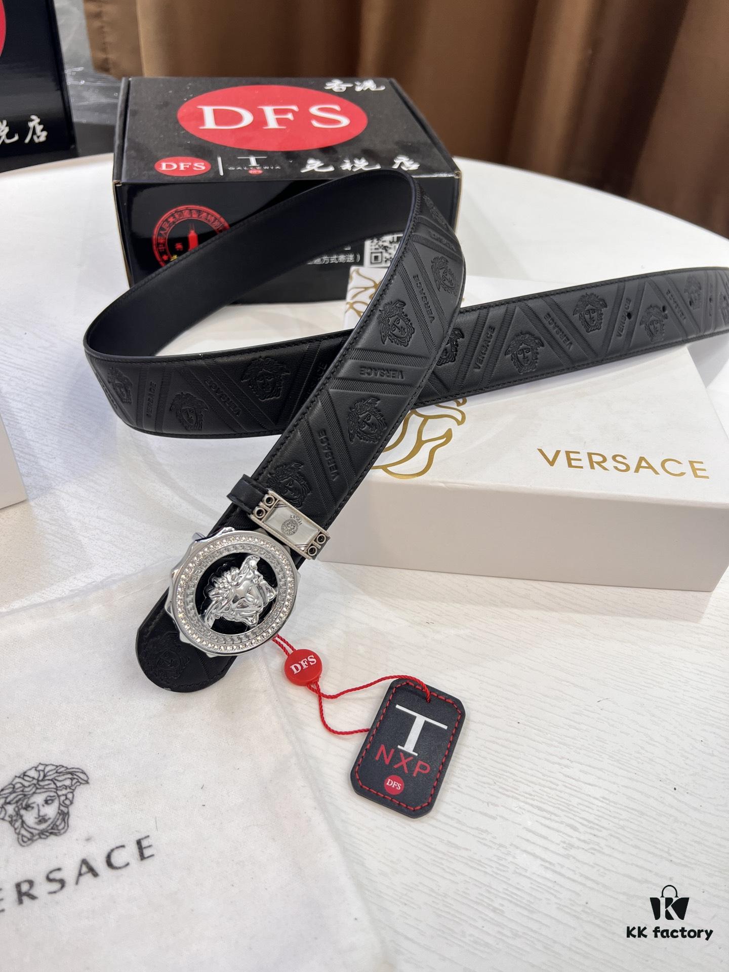 693201b73a89a121ed5507c9 Versace Medusa Belt - Original Factory Order, Italian Imported Top Grain Calfskin, 3.8cm Width, Authentic NXP RFID Tag