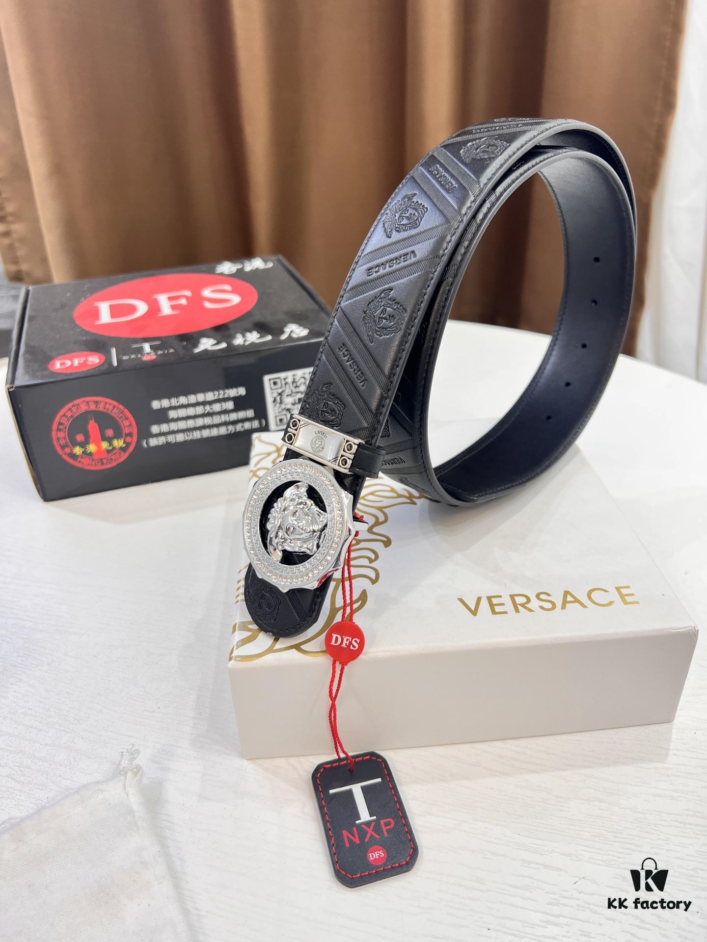 693201b73a89a121ed5507ca Versace Medusa Belt - Original Factory Order, Italian Imported Top Grain Calfskin, 3.8cm Width, Authentic NXP RFID Tag