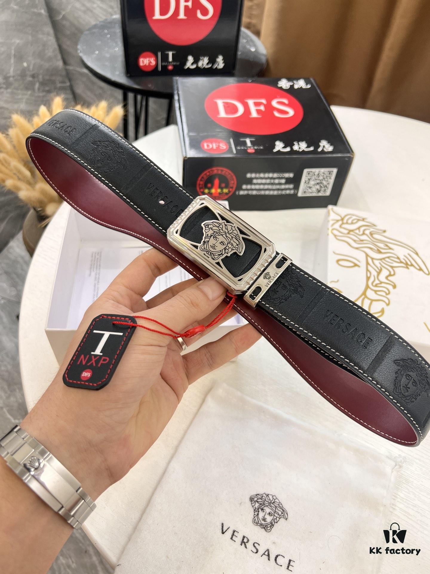 693201b83a89a121ed5507cc Versace Belt 2023 New Arrival Genuine Top-Grain Calfskin Leather Belt with Medusa Head Embossing Double-Sided Wearable Fashion Luxury Brand Belt for Men Women 3.8cm Width Stainless Steel Hardware