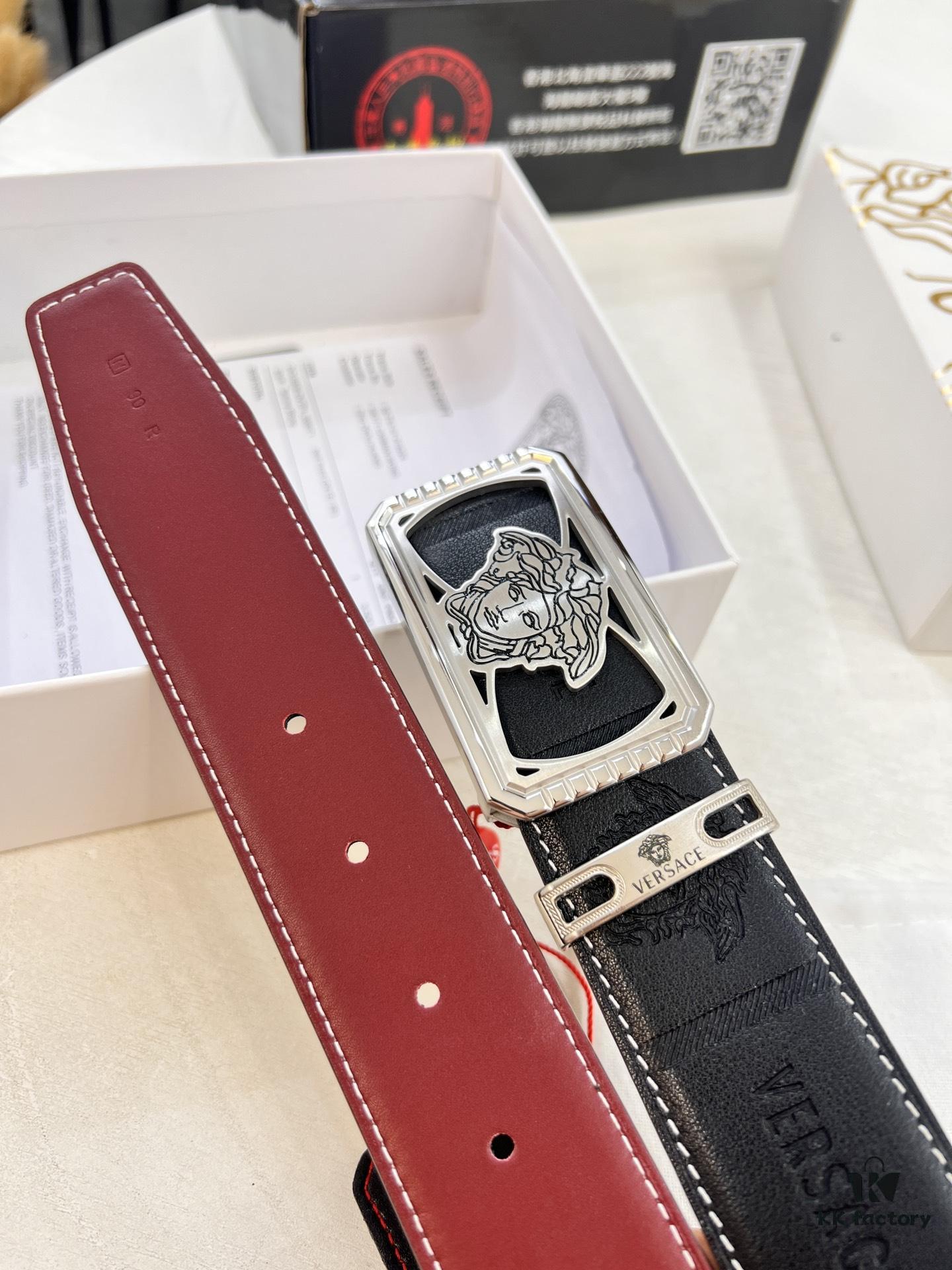 693201b83a89a121ed5507cf Versace Belt 2023 New Arrival Genuine Top-Grain Calfskin Leather Belt with Medusa Head Embossing Double-Sided Wearable Fashion Luxury Brand Belt for Men Women 3.8cm Width Stainless Steel Hardware