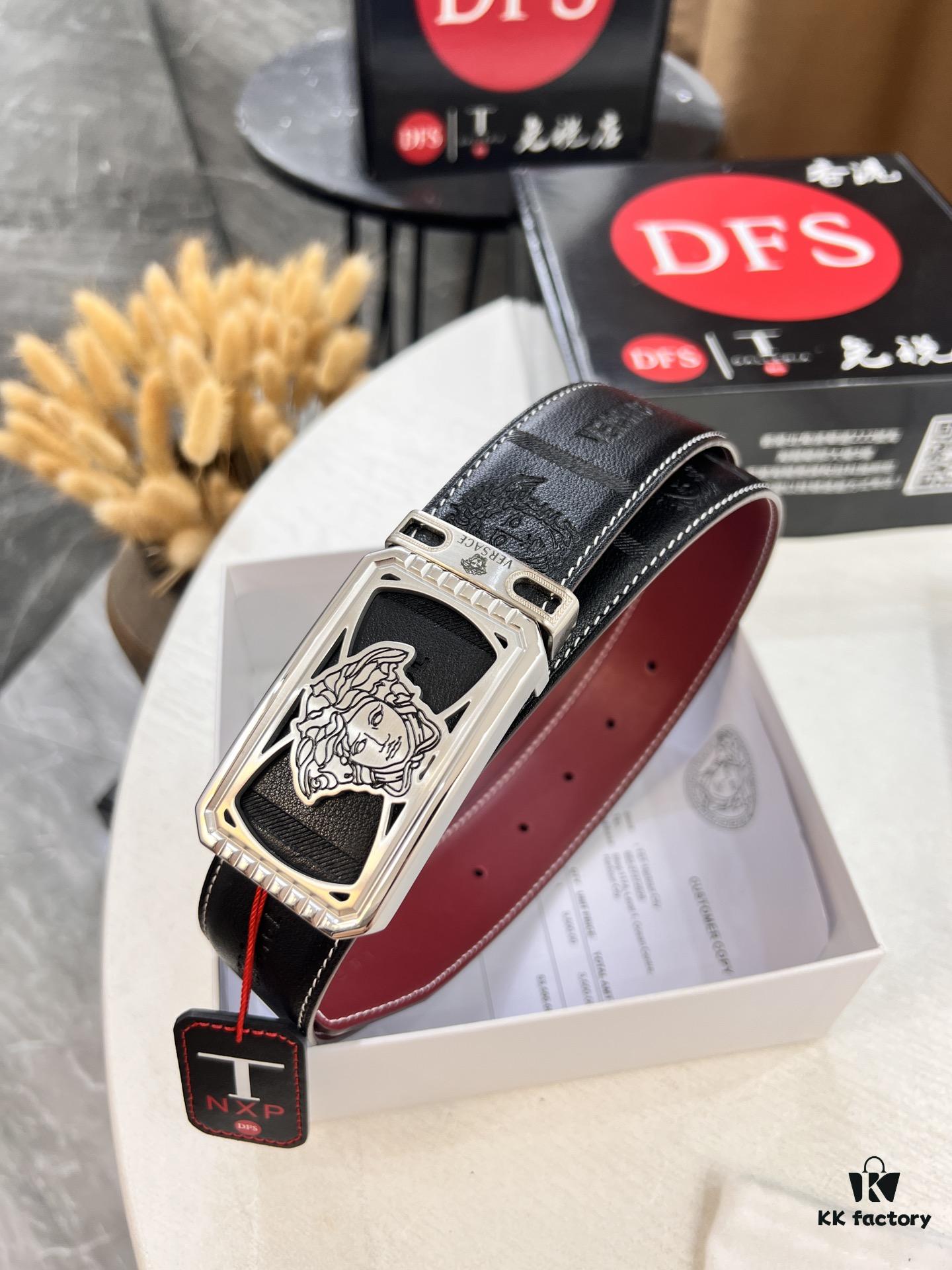 693201b83a89a121ed5507d0 Versace Belt 2023 New Arrival Genuine Top-Grain Calfskin Leather Belt with Medusa Head Embossing Double-Sided Wearable Fashion Luxury Brand Belt for Men Women 3.8cm Width Stainless Steel Hardware