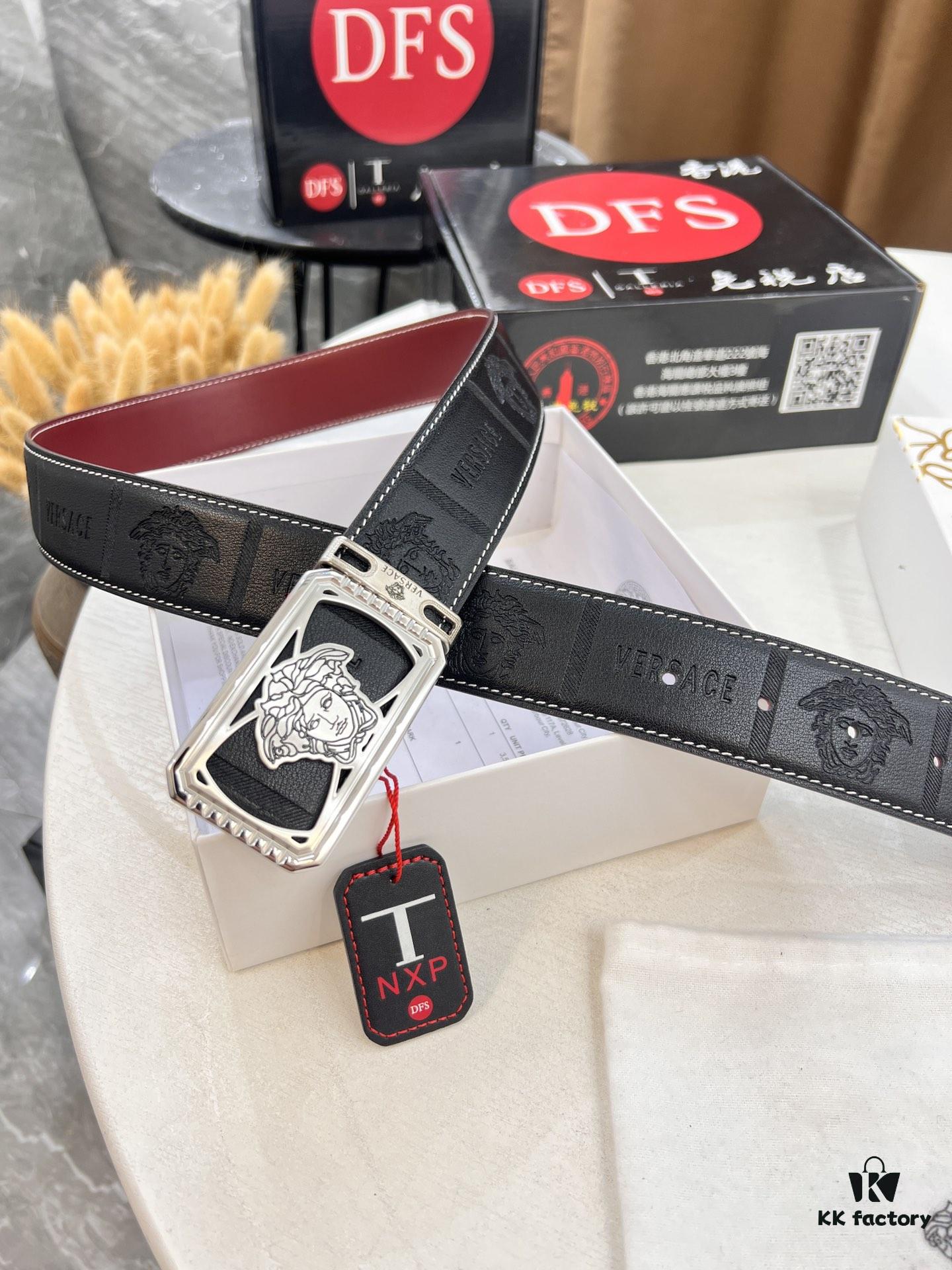 693201b83a89a121ed5507d1 Versace Belt 2023 New Arrival Genuine Top-Grain Calfskin Leather Belt with Medusa Head Embossing Double-Sided Wearable Fashion Luxury Brand Belt for Men Women 3.8cm Width Stainless Steel Hardware