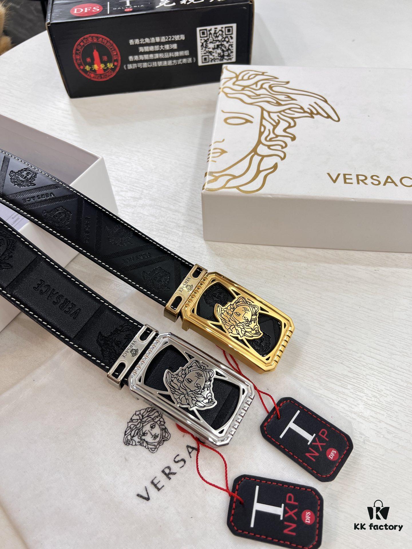 693201b83a89a121ed5507d2 Versace Belt 2023 New Arrival Genuine Top-Grain Calfskin Leather Belt with Medusa Head Embossing Double-Sided Wearable Fashion Luxury Brand Belt for Men Women 3.8cm Width Stainless Steel Hardware