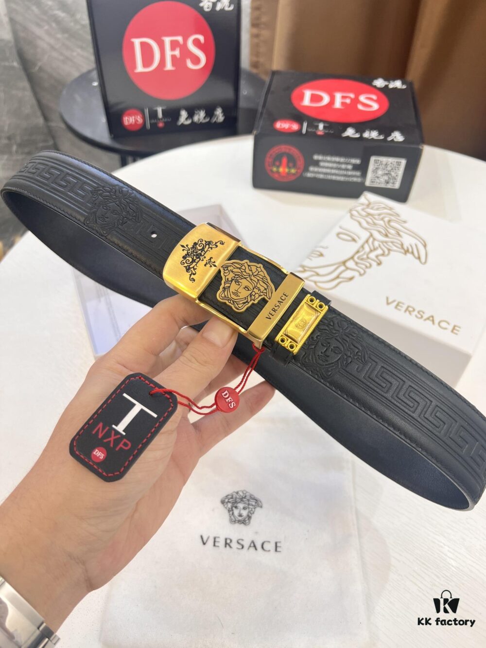 693201b93a89a121ed5507da Versace Belt, New Style, Genuine Top Layer Cowhide with Medusa Head Embossing, Soft Leather, Fashion Streetwear Design, 3.8cm Width, Premium Quality with NXP Anti-Counterfeit Chip