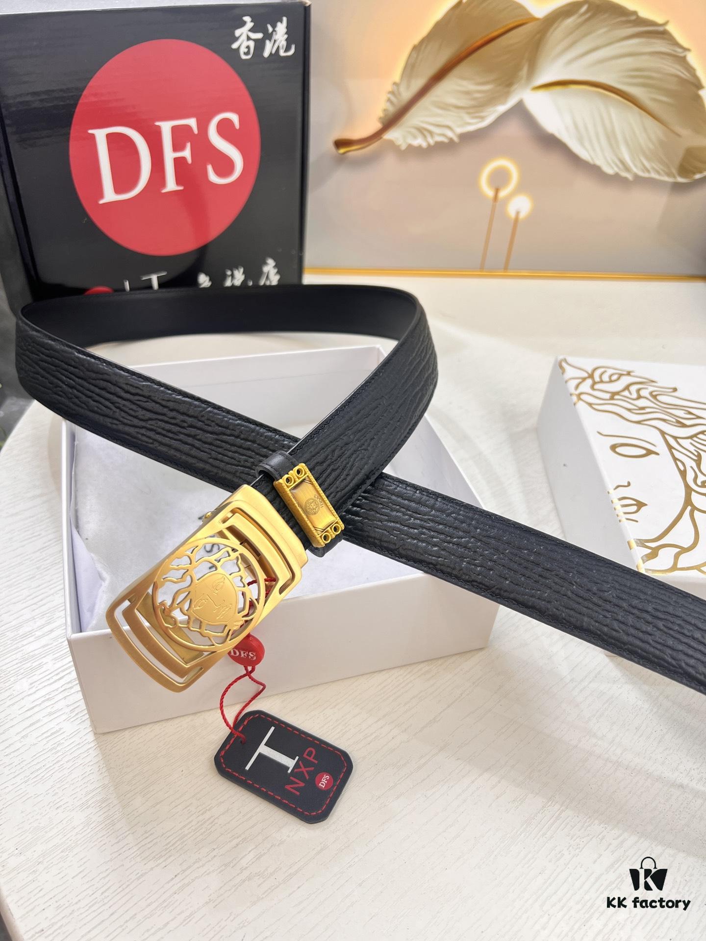 693201c53a89a121ed550859 Versace Automatic Buckle Belt, Custom Embossed Top-Grade Imported Leather, Fine Calfskin, 3.5cm Width, Premium Business Formal Belt