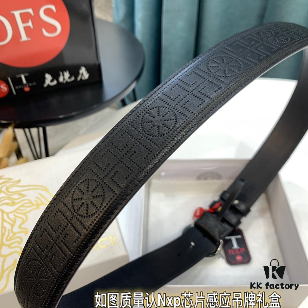 693201c63a89a121ed550864 Versace Medusa Belt - Original Factory Order, Italian Imported Top Grain Calfskin, 3.8cm Width, Authentic Hardware with NXP RFID Chip