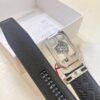 Versace Automatic Buckle Belt, Custom Embossed Top Grain Imported Leather with Fine Grain Calfskin, 3.5cm Width, Premium Business Formal Belt