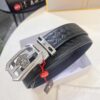 Versace Automatic Buckle Belt, Custom Embossed Top Grain Imported Leather with Fine Grain Calfskin, 3.5cm Width, Premium Business Formal Belt