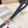 Versace Automatic Buckle Belt, Custom Embossed Top Grain Imported Leather with Fine Grain Calfskin, 3.5cm Width, Premium Business Formal Belt