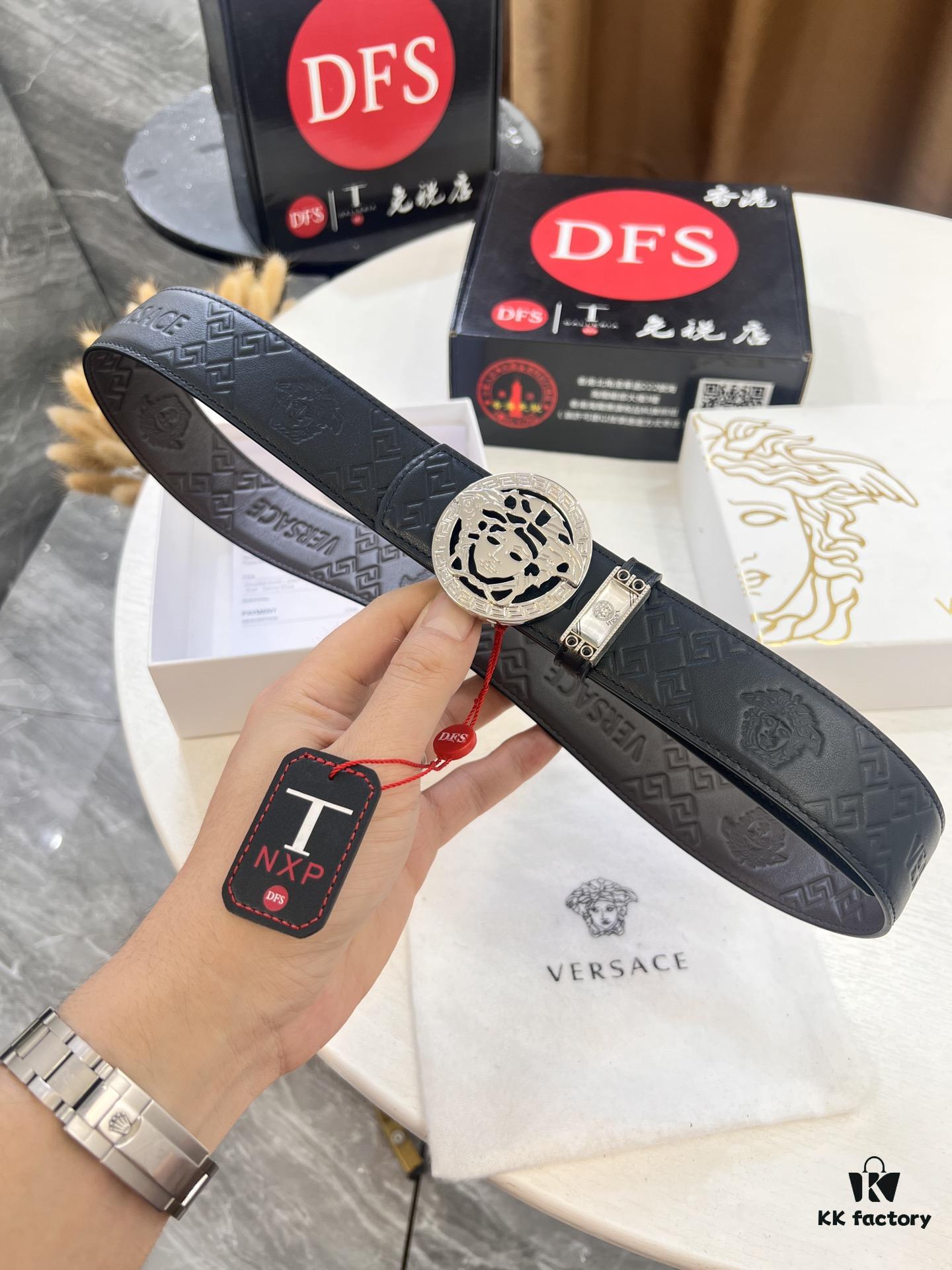 693201c83a89a121ed55087e Versace Belt, New Style, Top-Quality Embossed Full-Grain Calfskin with Double-Sided Usage, Fashion Luxury Brand, 3.8cm Width