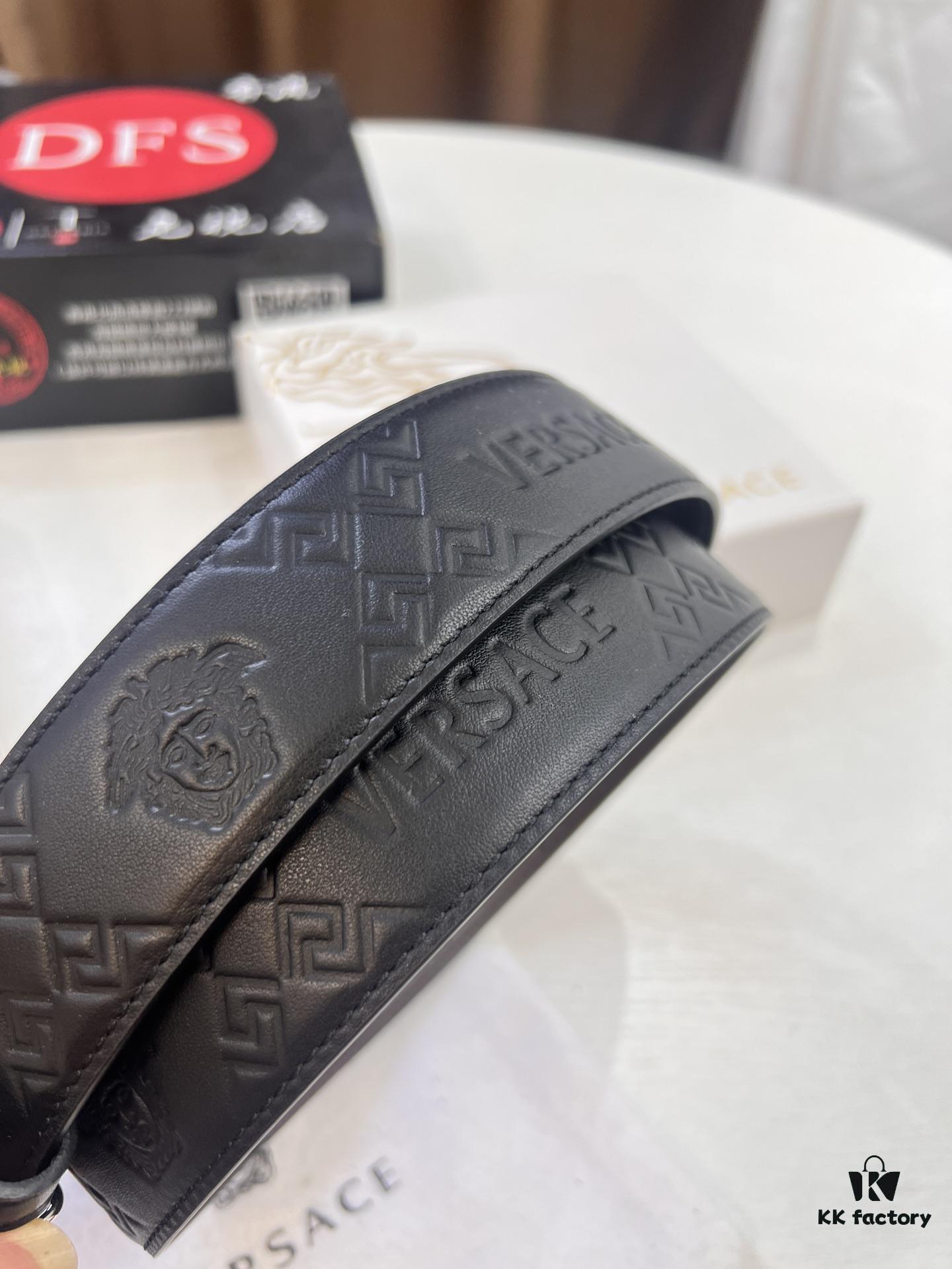 693201c93a89a121ed550881 Versace Belt, New Style, Top-Quality Embossed Full-Grain Calfskin with Double-Sided Usage, Fashion Luxury Brand, 3.8cm Width