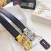 693201ca3a89a121ed550893 Versace Automatic Buckle Belt, Custom Embossed Top-Grade Imported Calfskin, Fine Grain Leather with Wax Thread Stitching, 3.5cm Width, Premium Business Formal Belt