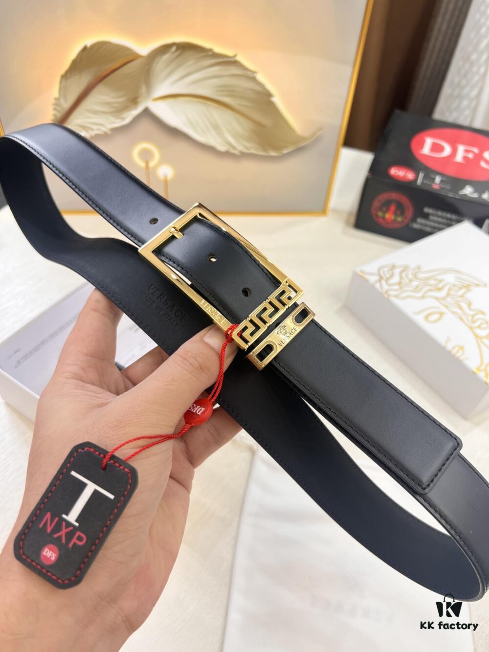 693201cb3a89a121ed55089b Versace Belt for Men, Genuine Imported Cowhide Leather, Fine Grain Cowhide, 3.5cm Width, Top-Quality Business Formal Belt with Medusa Head Buckle