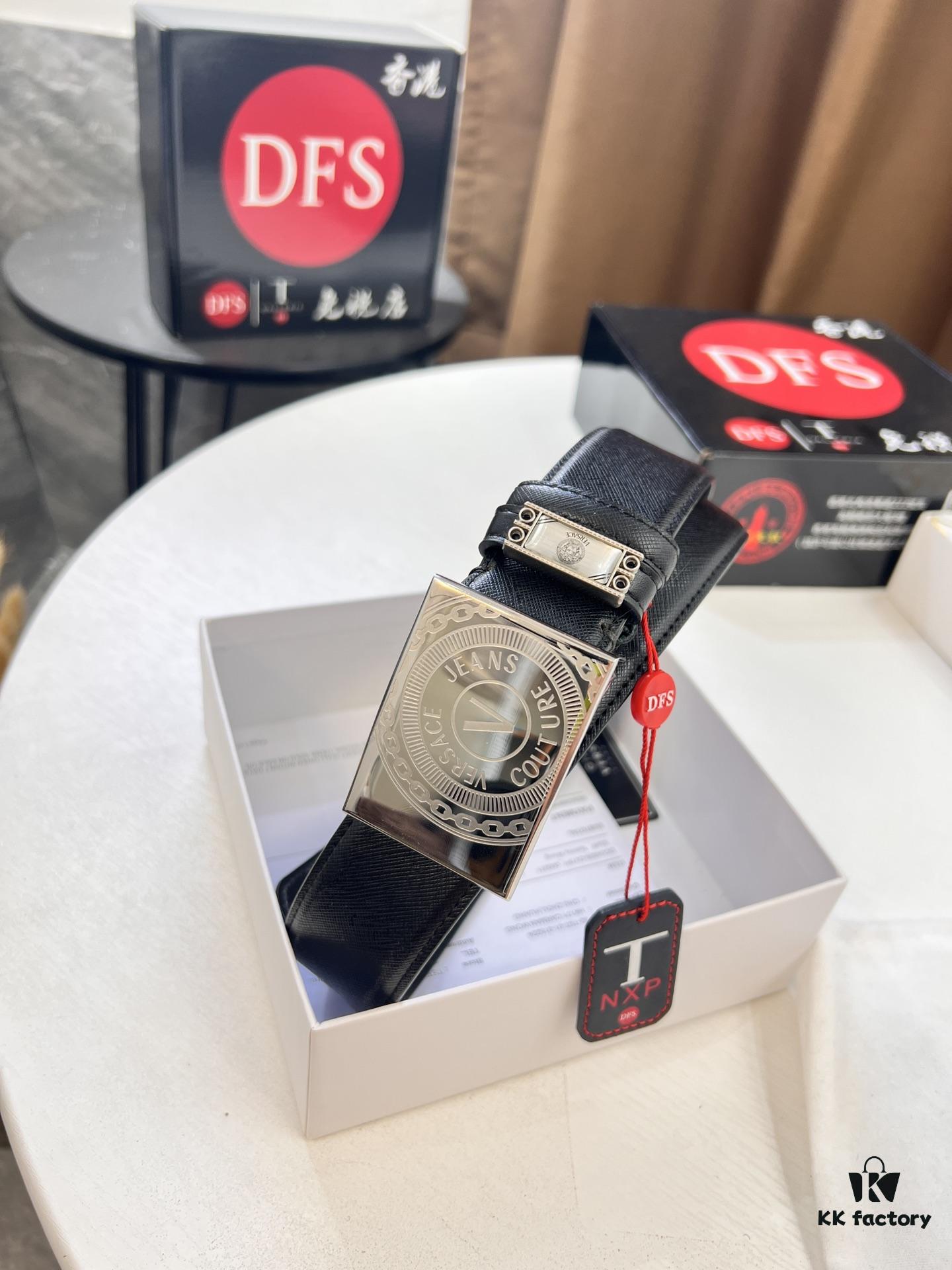 693201cf3a89a121ed5508b5 Versace Belt, Genuine Italian Top-Grain Calfskin, Hong Kong Tax-Free Gift Box, Original Factory Direct, Magnetic Buckle with NXP Anti-Counterfeit Chip