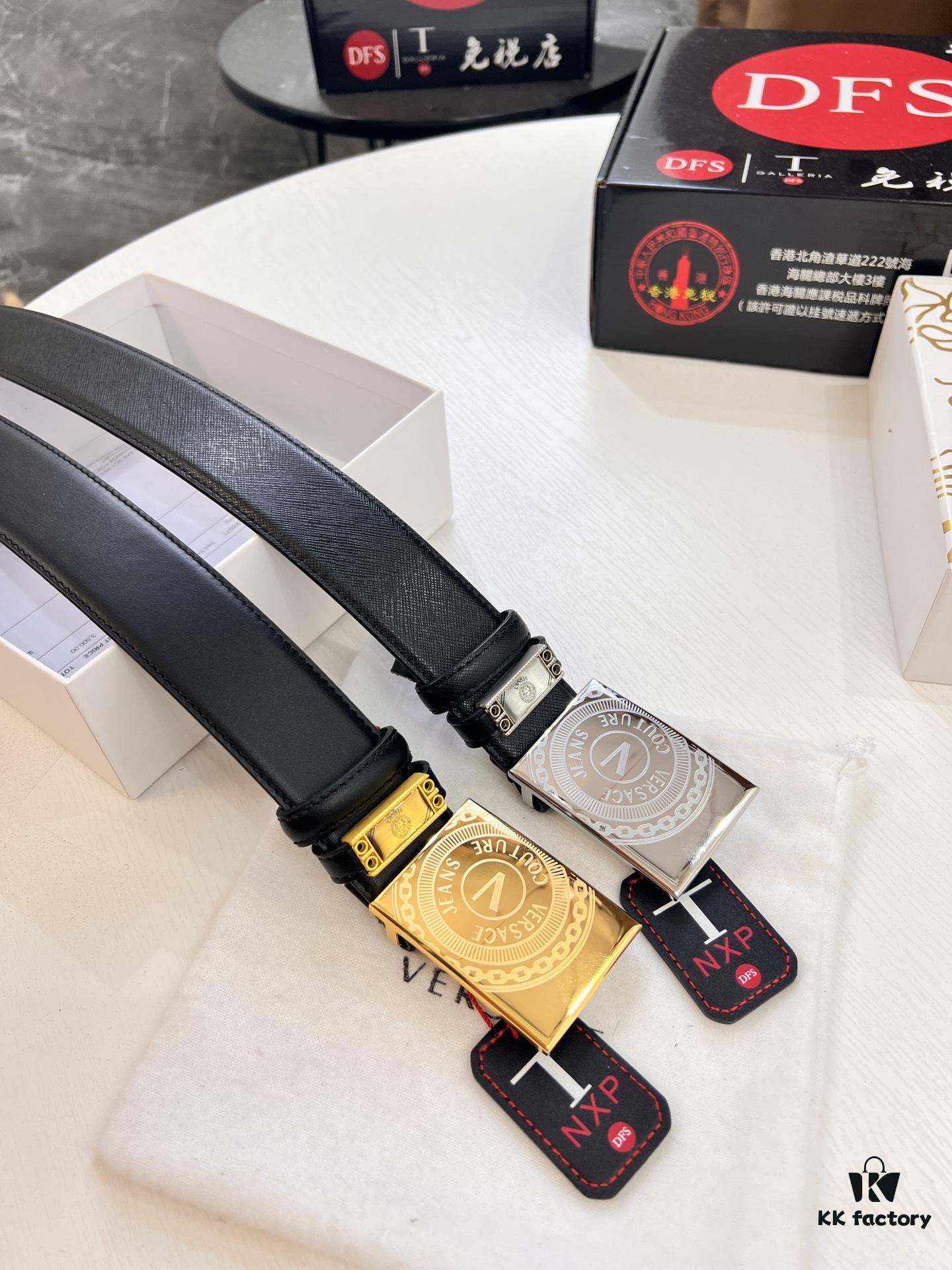 693201cf3a89a121ed5508bd Versace Belt, Genuine Italian Top Grain Calfskin, 3.8cm Width, Original Factory Direct, Hong Kong Tax-Free Gift Box, Authentic NXP RFID Tag
