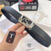 693201d03a89a121ed5508be Versace Belt, Genuine Italian Crocodile Grain Top Layer Calfskin Leather, Hollow Stainless Steel Hardware, 3.8cm Width, Duty-Free Hong Kong T Gift Box Edition 🎁