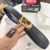 693201d03a89a121ed5508c5 Versace Belt, Genuine Italian Crocodile Grain Top Layer Calfskin, Hollow Stainless Steel Hardware, 3.8cm Width, Duty-Free Authentic Product