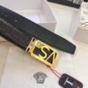 693201d03a89a121ed5508c6 Versace Belt, Genuine Italian Crocodile Grain Top Layer Calfskin, Hollow Stainless Steel Hardware, 3.8cm Width, Duty-Free Authentic Product