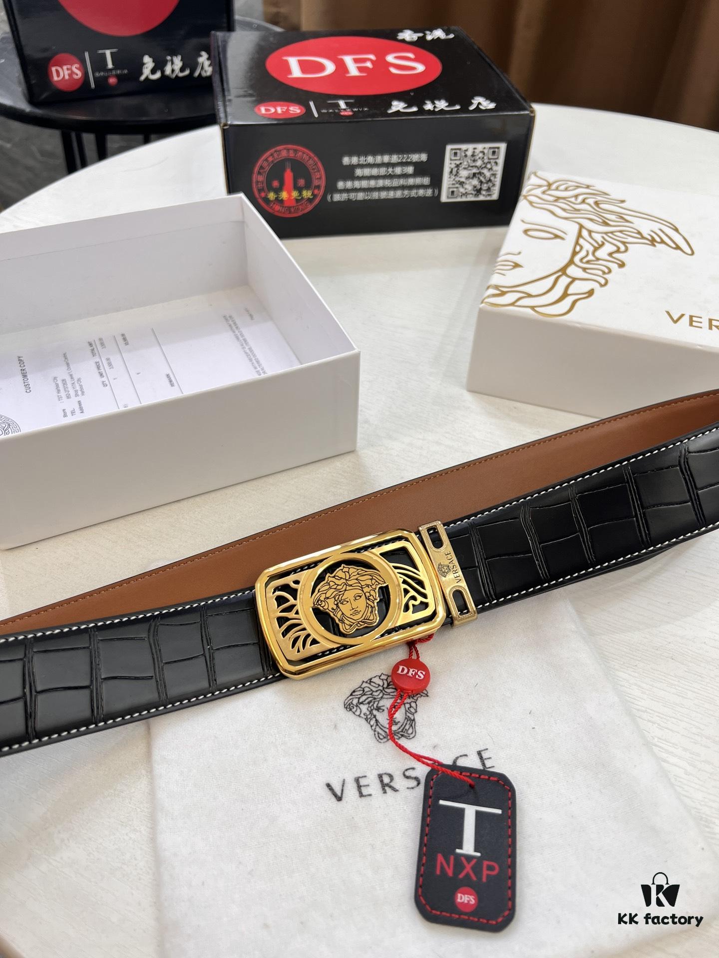 693201d13a89a121ed5508cd Versace Belt, New Arrival, Top-Quality Genuine Leather with Medusa Head Embossing, Fashion Luxury Brand, Soft Full-Grain Cowhide, Stainless Steel Hardware, 3.8cm Width
