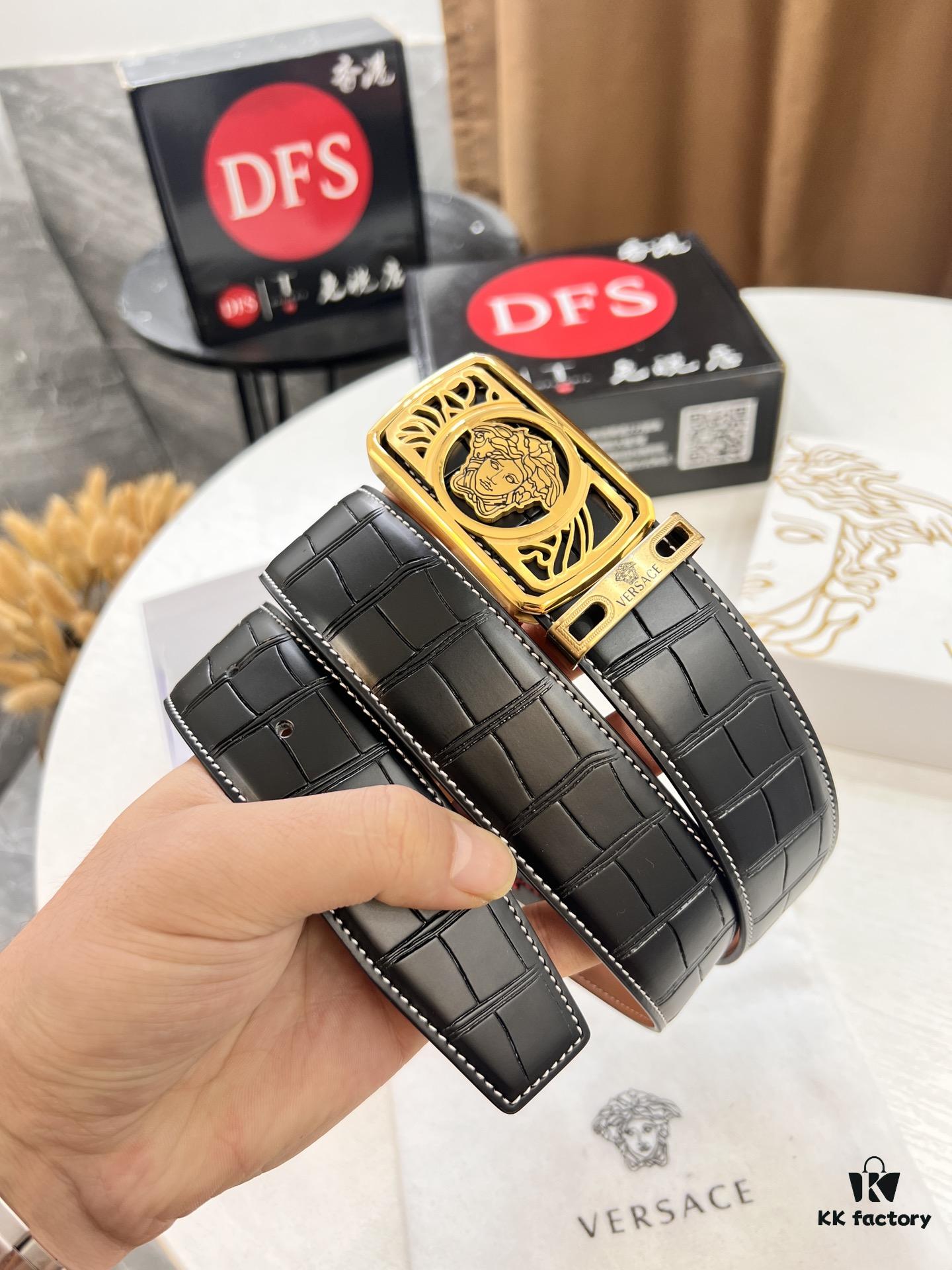 693201d13a89a121ed5508ce Versace Belt, New Arrival, Top-Quality Genuine Leather with Medusa Head Embossing, Fashion Luxury Brand, Soft Full-Grain Cowhide, Stainless Steel Hardware, 3.8cm Width