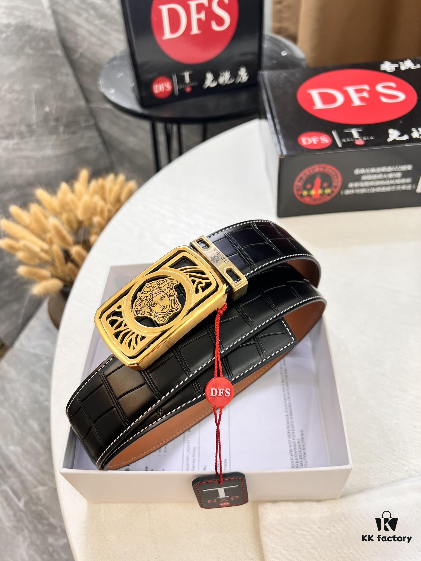 693201d13a89a121ed5508d0 Versace Belt, New Arrival, Top-Quality Genuine Leather with Medusa Head Embossing, Fashion Luxury Brand, Soft Full-Grain Cowhide, Stainless Steel Hardware, 3.8cm Width