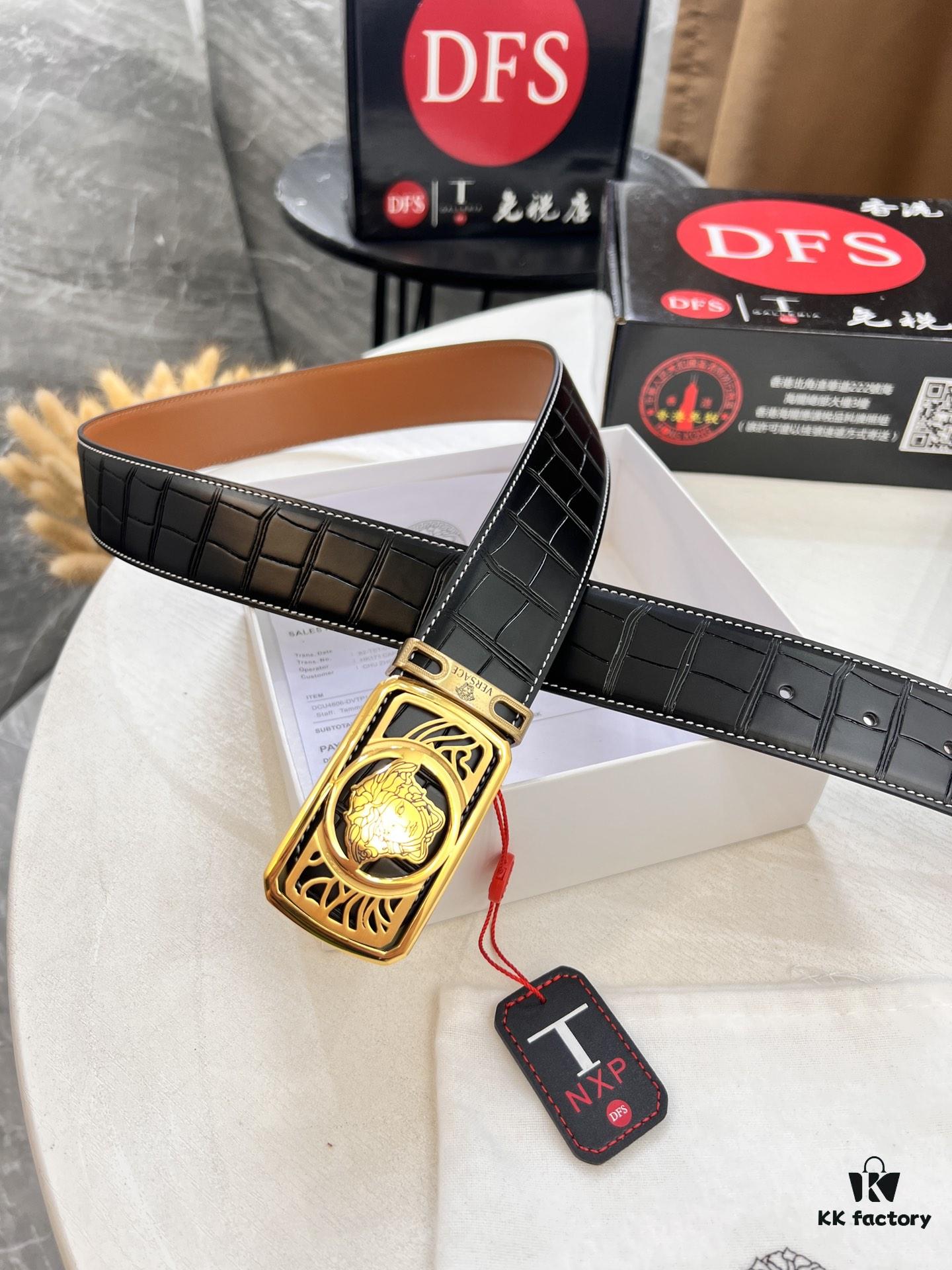 693201d13a89a121ed5508d1 Versace Belt, New Arrival, Top-Quality Genuine Leather with Medusa Head Embossing, Fashion Luxury Brand, Soft Full-Grain Cowhide, Stainless Steel Hardware, 3.8cm Width