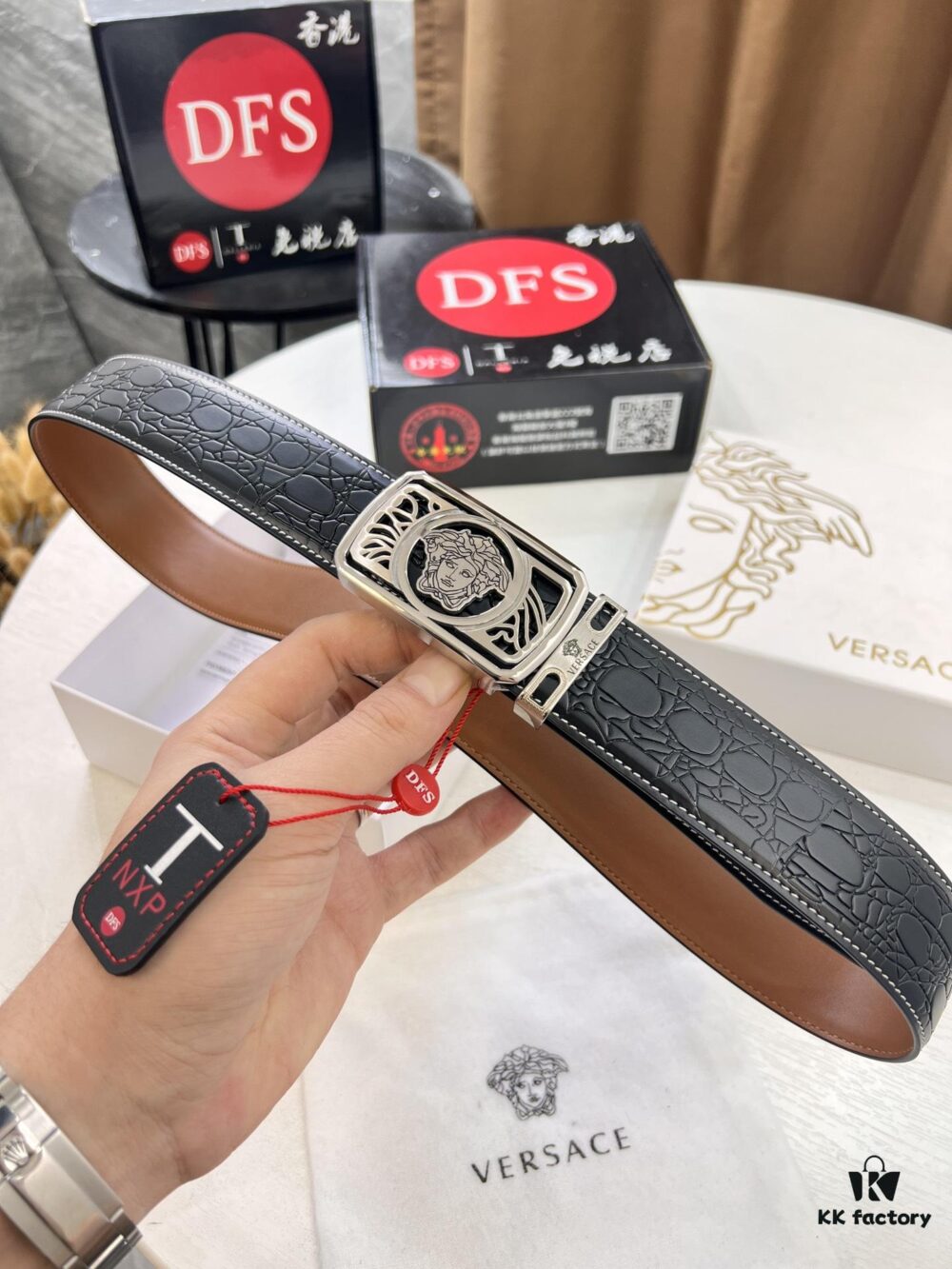 693201d13a89a121ed5508d3 Versace Belt, New Arrival, Genuine Top-Layer Cowhide with Medusa Embossed Head, Fashion Streetwear Style, Soft Leather Texture, 3.8cm Width, Premium Quality with NXP Anti-Counterfeit Chip