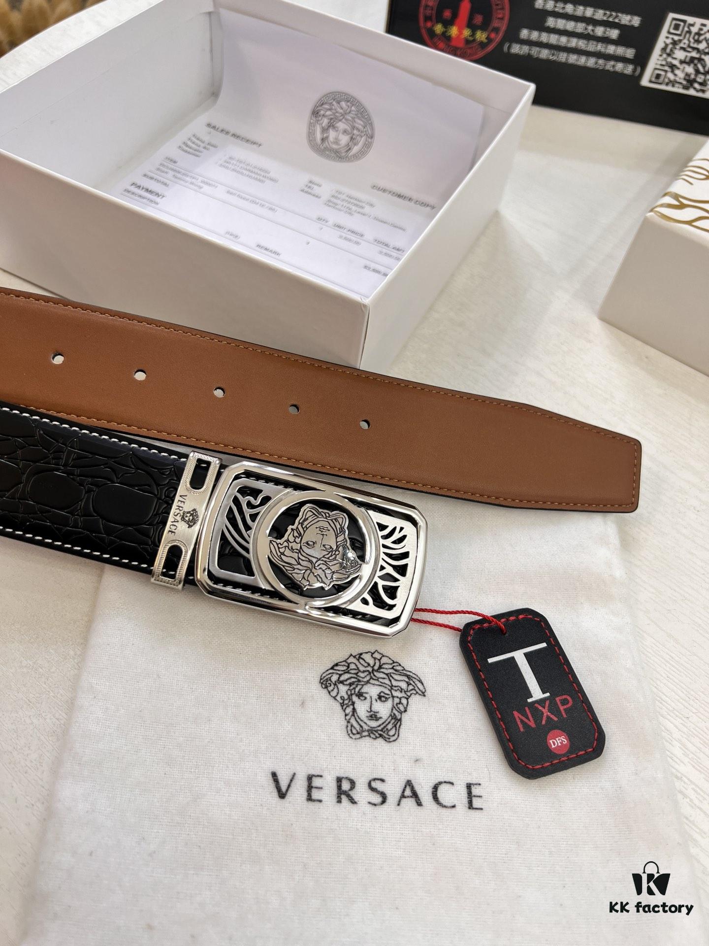 693201d13a89a121ed5508d5 Versace Belt, New Arrival, Top Quality Genuine Leather with Medusa Head Embossing, Fashion Luxury Brand Belt for Men