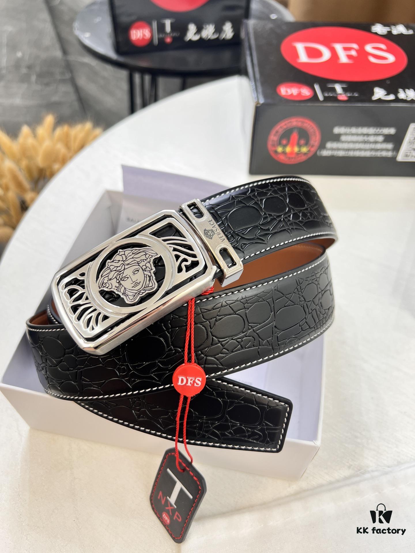 693201d13a89a121ed5508d6 Versace Belt, New Arrival, Top Quality Genuine Leather with Medusa Head Embossing, Fashion Luxury Brand Belt for Men